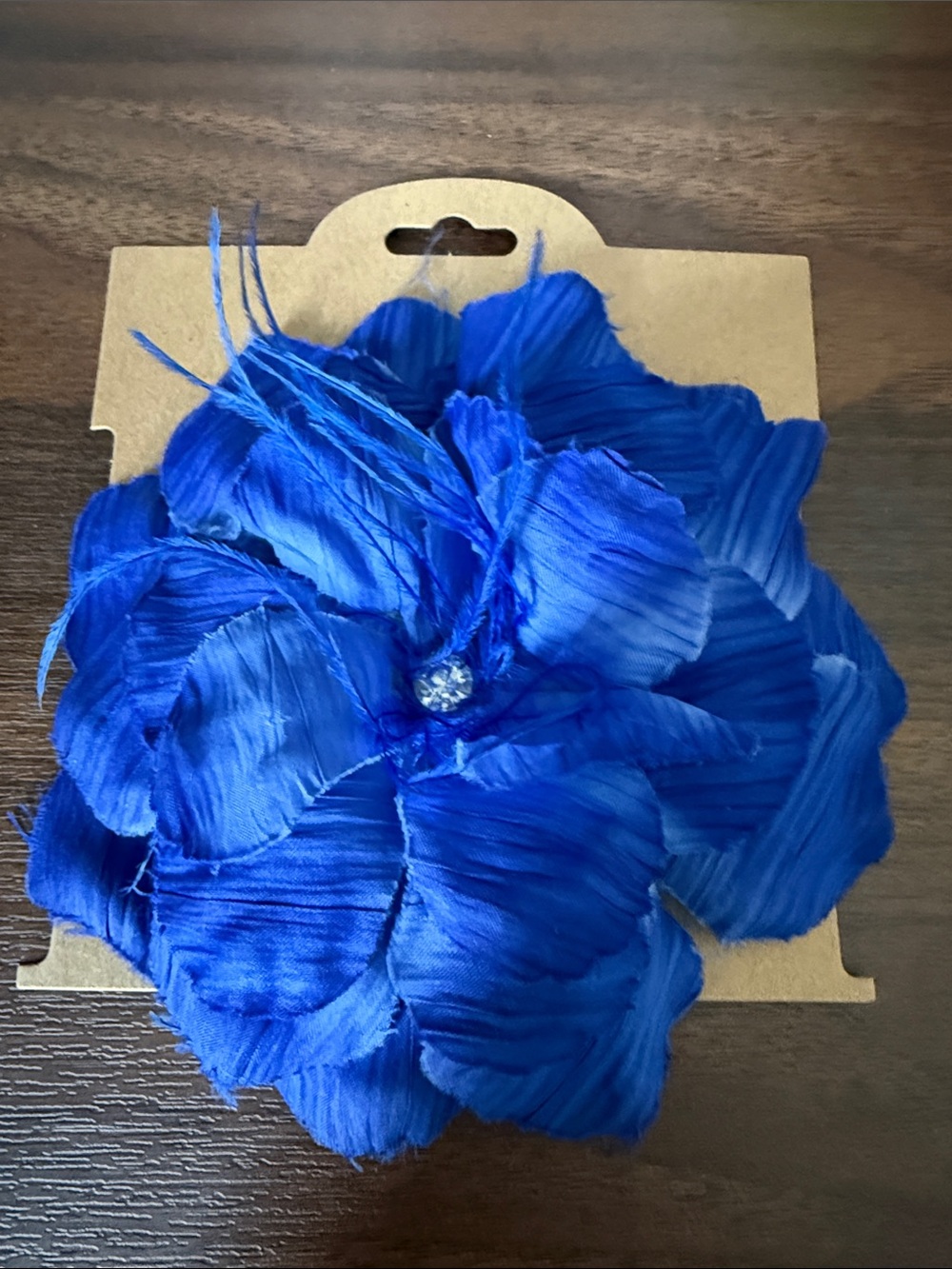 Women's Royal Blue Floral Hair Clip/pony tail holder with Rhinestone Accent